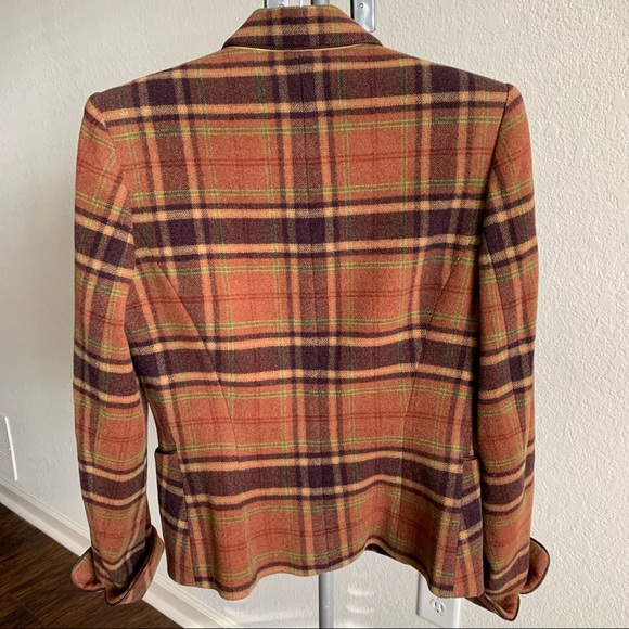 BARBARA BUI Checked Patterned Plaid Wool Blazer - Picture 3 of 4